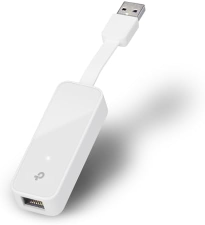 TP Link UE300 USB to Ethernet Adapter, Foldable USB 3.0 to Gigabit Ethernet LAN Network Adapter, Support Windows 10/8.1/8/7/Vista/XP for Desktop/Laptop/Apple MacBook Linux, White