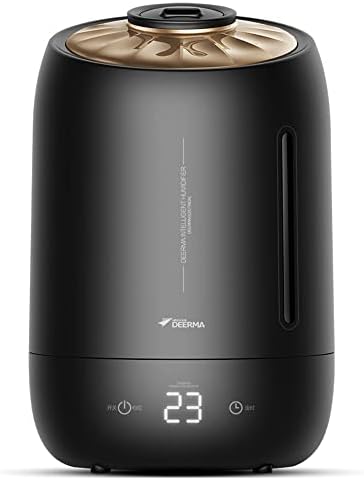 Deerma F600S Ultrasonic Humidifier Aromatherapy Oil Diffuser Three Gear Touch Temperature Intelligent Mist Maker Timing Function Intelligent Constant Humidity For Home and Office | 5L Capacity - Black