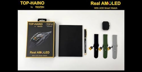 Haino Teko Germany TOP-5 Smart Watch with Curved Glass Screen Real AMOLED Display Square Touch Screen and AOD (Always On Display) Fitness Tracker Watch Made With Carbon Neutral Material 3 Pairs Strap