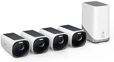 eufy Security eufyCam 3 4-Cam Kit, Security Camera Outdoor Wireless, 4K Camera with Integrated Solar Panel, Forever Power, Face Recognition AI, Expandable Local Storage, Spotlight, No Monthly Fee