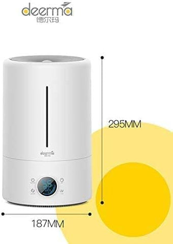 Deerma F628S Touch Display Smart Humidifier for Home | Rooms | Office | Households | 5Liters Capacity UV Lamp Sterilization 3 Gear Mist Volume 12H Timing Touch Display 30dB Low Noise - White