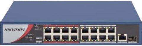 HIKVISION 16 Port Fast Ethernet Unmanaged POE Switch DS-3E0318P-E/M(B) Compatibility with JK Vision BNC