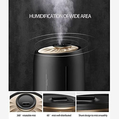 Deerma F600S Ultrasonic Humidifier Aromatherapy Oil Diffuser Three Gear Touch Temperature Intelligent Mist Maker Timing Function Intelligent Constant Humidity For Home and Office | 5L Capacity - Black