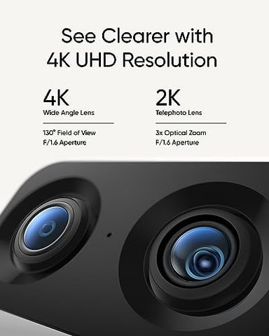 eufy Security Indoor Cam S350, Dual Cameras, 4K UHD Resolution Security Camera with 8× Zoom and 360° PTZ, Human/Pet AI, Ideal for Baby Monitor/Pet Camera/Home Security, Dual-Band Wi-Fi 6, Plug in