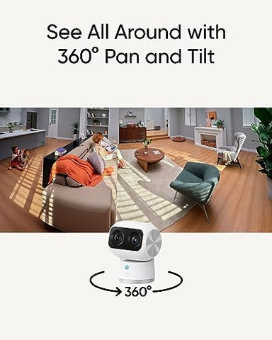eufy Security Indoor Cam S350, Dual Cameras, 4K UHD Resolution Security Camera with 8× Zoom and 360° PTZ, Human/Pet AI, Ideal for Baby Monitor/Pet Camera/Home Security, Dual-Band Wi-Fi 6, Plug in