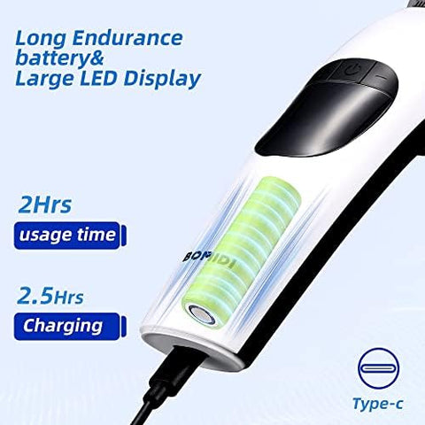 Bomidi L1 Electric Hair Clipper LCD Display Rechareable Razor Trimmer 7000rpm Adjustable Speed Shaver Type-C Charging - White