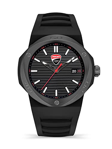 Ducati Tradizione Black Silicon Strap Watch For Men Water Resistant 10 Atm - DTWGN0000503