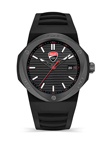 Ducati Tradizione Black Silicon Strap Watch For Men Water Resistant 10 Atm - DTWGN0000503