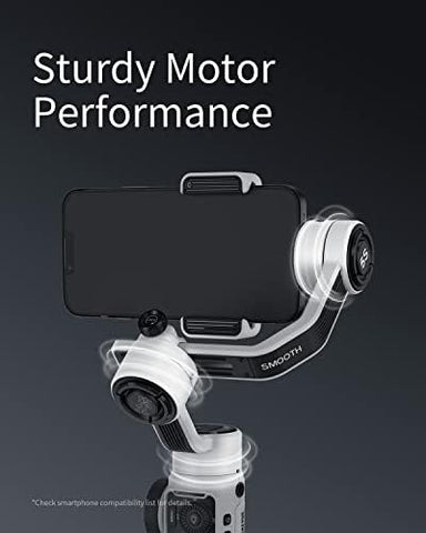 ZHIYUN Smooth 5S with Built in Light- 3-Axis Gimbal with Smart Follow Gimbal Stabilizer for iPhone 14/13/12/11 Pro Max X and Android Phone - White