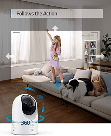 eufy security S220 Indoor Cam 2-Cam Kit, 2K Security Indoor Camera Pan & Tilt, Plug-in Camera with Wi-Fi, Human & Pet AI, Voice Assistant Compatibility, Motion Tracking, Homebase not Compatible