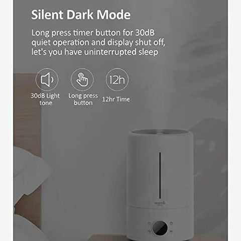 Deerma F628S Touch Display Smart Humidifier for Home | Rooms | Office | Households | 5Liters Capacity UV Lamp Sterilization 3 Gear Mist Volume 12H Timing Touch Display 30dB Low Noise - White