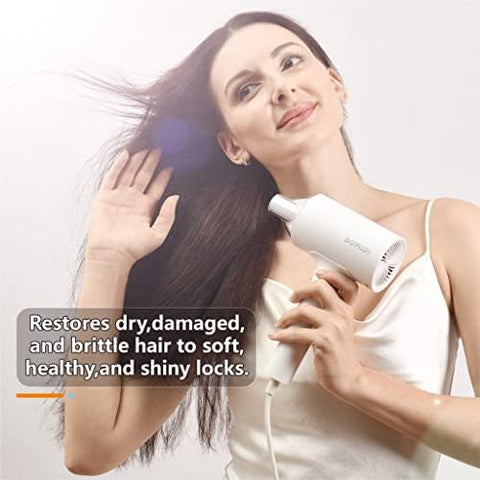 Bomidi HD1 Hair Dryer Negative Ion Hair Blower 1800W High Power Motor For Quick Drying Portable Hair Styling Tool 360-Degree Rotating Wind Vents-White