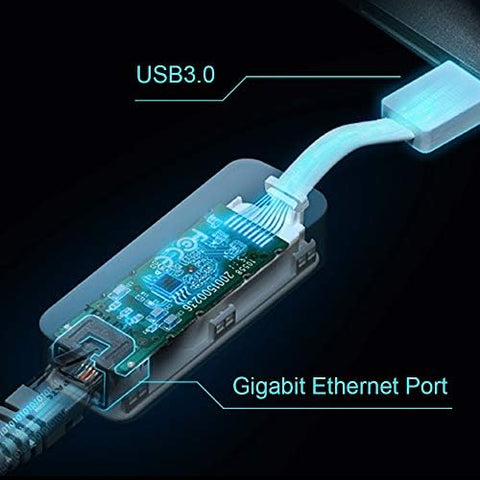 TP Link UE300 USB to Ethernet Adapter, Foldable USB 3.0 to Gigabit Ethernet LAN Network Adapter, Support Windows 10/8.1/8/7/Vista/XP for Desktop/Laptop/Apple MacBook Linux, White