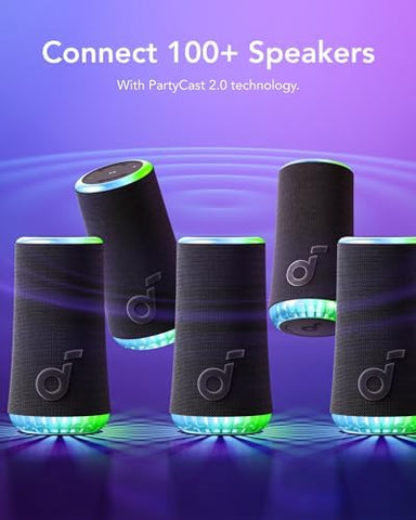 soundcore Glow Portable Speaker with 30W 360° Sound, Synchronized Radiant Light, 18H Playback, Customizable EQ and Light Show, and IP67 Waterproof
