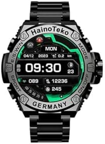 Haino Teko Germany RW39 Round Shape Large Screen AMOLED Display Smart Watch With 3 Pair Straps and Wireless Charger For Men's and Boys Black