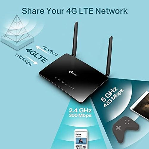 TP-Link Archer MR400 AC1200 Wireless Dual Band 4G LTE Router, 4G LTE Router, Plug and Play, Compatibility for SIM cards in 100+ countries, 64 Devices Connectivity, Parental Controls