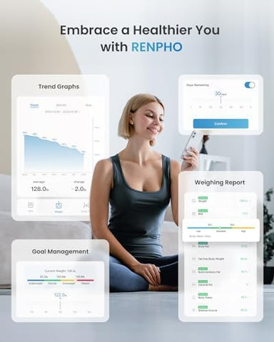 RENPHO Smart Scale for Body Weight, FSA HSA Eligible, Digital Bathroom Scale BMI Weighing Bluetooth Body Fat Scale, Body Composition Monitor Health Analyzer with Smartphone App, 400 lbs - Elis 1