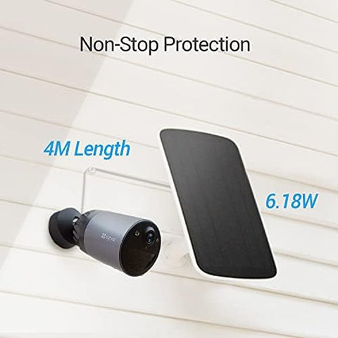 EZVIZ Solar Panel Power Supply for Wireless Outdoor Security Camera, Compatible with EZVIZ BC1C (eLife), BC1 Sets & C3A, IP65 Waterproof, 4 Meters Cable, Adjustable Mount, Continuous Power Supply