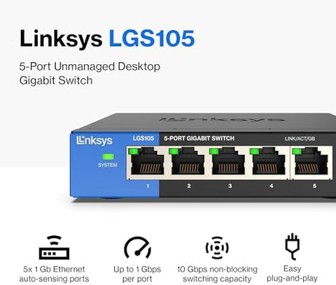 Linksys LGS105 5-Port Business Desktop Gigabit Ethernet Switch