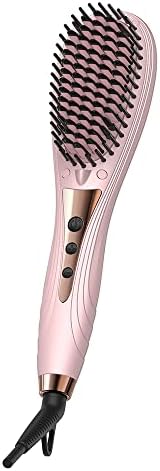 Bomidi HB1 Electric Hair Straightener Brush Multifunctional Hair Comb Quick Heat Hair Curler LED 6 Level Adjustable Temperature 40W - Pink