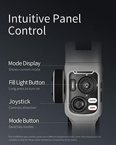 ZHIYUN Smooth 5S with Built in Light- 3-Axis Gimbal with Smart Follow Gimbal Stabilizer for iPhone 14/13/12/11 Pro Max X and Android Phone - White