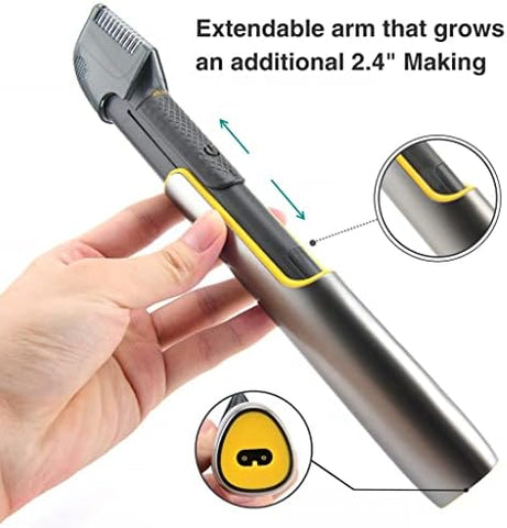 Bomidi HT1 Electric Body Hair Shaver Wireless Hair Shaver With Built-in Extension Handle USB Rechargeable Battery IPX6 Waterproof - Silver
