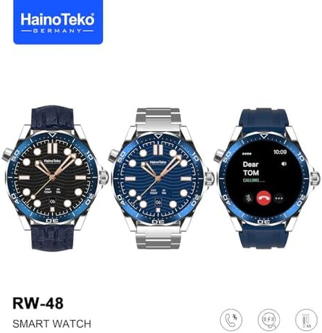 Generic Haino Teko Smart Watch RW-48 with AMOLED Display and 3 Straps for Boys and Men's - Silver