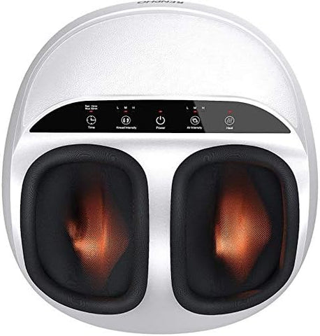 RENPHO Foot Massager Machine with Heat, Shiatsu Massager Deep Kneading, Air Compression - Panel Control (White)