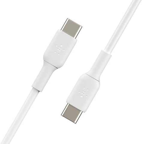 Belkin BoostCharge USB-C to USB-C fast charger cable, USB type C charger cable fast charging for iPhone 15, Samsung Galaxy S24, S23, Google Pixel, iPad, MacBook, Nintendo Switch and more - 2m, White