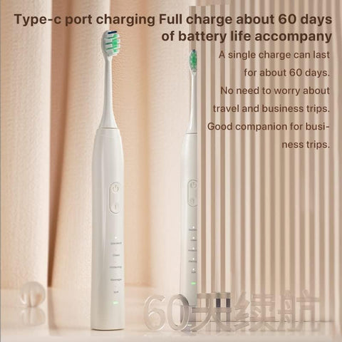 Bomidi TX5 Sonic Electric Toothbrush 38000 Vibration Rechargeable Toothbrush With Soft Bristle IPX8 Water Resistant Toothbrush DuPoint Brush Head - White