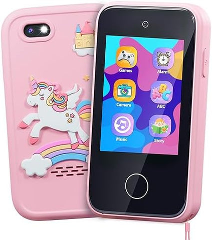 ERTYU Kids Smart Phone Toys for Girls Ages 3-7 with Dual Camera - Toddler Phone Toys with Learning Games, Travel Toys with MP3 Music Player for Birthday Gifts for 3 4 5 6 7 Year Old Kids (Pink1)