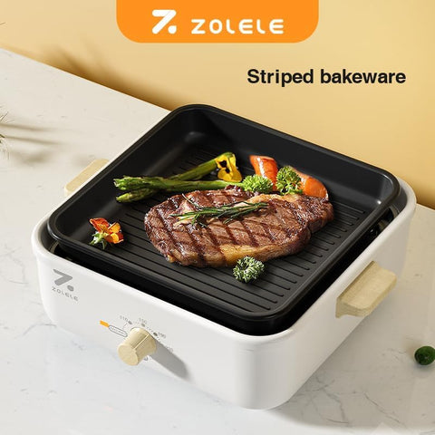 ZOLELE Split Cooking Pot 3L MP301 Easy To Use 3 in 1 Multi-function Electric Cooking Pot With NonStick 3 Liter Capacity,800W Electric Cooking Machine & Knob Type Control Panel & Removable Tray - White