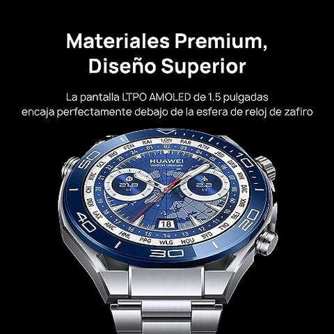 Huawei WATCH Ultimate, 1.5-inch AMOLED dial, zirconium-based liquid mineral, nano-ceramic bezel, 100m water resistant, up to 14 days battery life, Android and iOS compatible, titanium strap