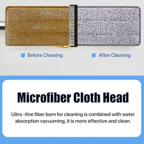 ZOLELE FM01 Mop Dirt Separation And Washing Integrated Wet And Dry Mop Easy To Use and Store Cleaning Tool For Home With 3 Gears Dry Wet Adjustments, Sewage Seperation and Microfiber Cloth Mop - White