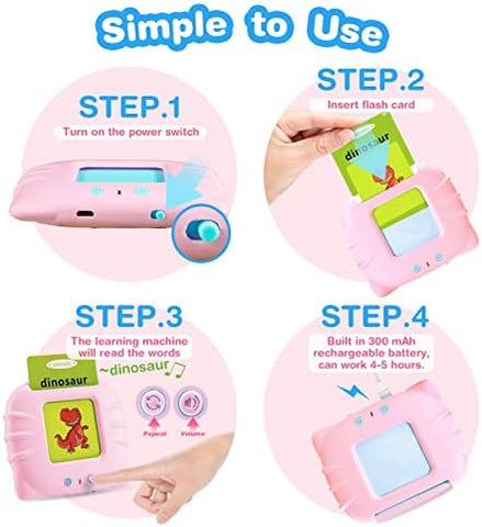SHOWAY112 Cards Talking Flash Cards for Toddlers 2-5 Years, Toys for 1 2 3 4 5 Year Old-Speech Therapy Toys Learning Animals Shape Color, Learning Cards Machine Birthday Gift for Ages 1-5R