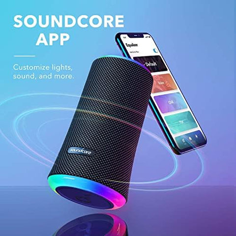 Anker Soundcore Flare 2 Bluetooth Speaker, with IPX7 Waterproof Protection and 360° Sound for Backyard and Beach Party, 20W Wireless Speaker with PartyCast, EQ Adjustment, and 12-Hour Playtime