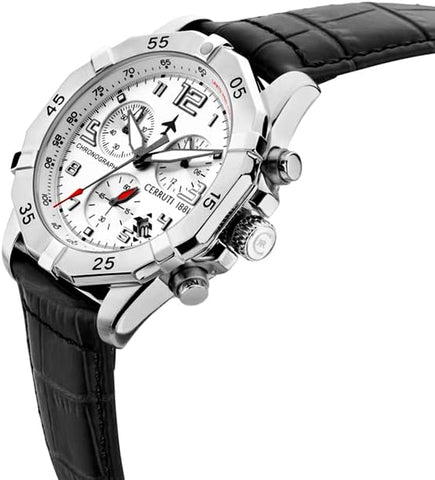 Cerruti 1881 Manciano Watch For Men Stainless Steel Dial With Leather Strap - 43 mm