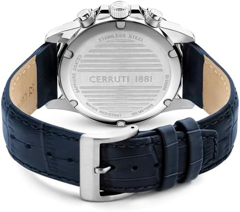 Cerruti 1881 Manciano Watch For Men Stainless Steel Dial With Leather Strap - 43 mm