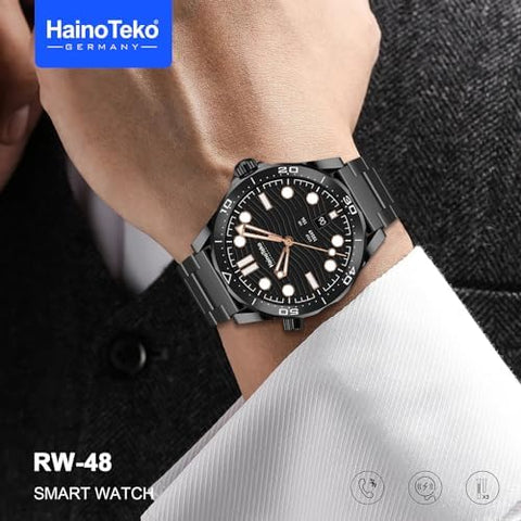 Generic Haino Teko Smart Watch RW-48 with AMOLED Display and 3 Straps for Boys and Men's - Silver