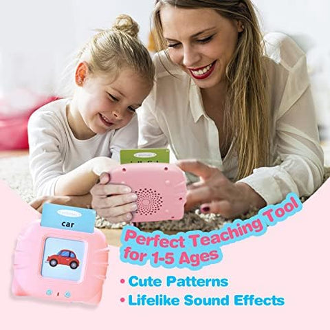 SHOWAY112 Cards Talking Flash Cards for Toddlers 2-5 Years, Toys for 1 2 3 4 5 Year Old-Speech Therapy Toys Learning Animals Shape Color, Learning Cards Machine Birthday Gift for Ages 1-5R