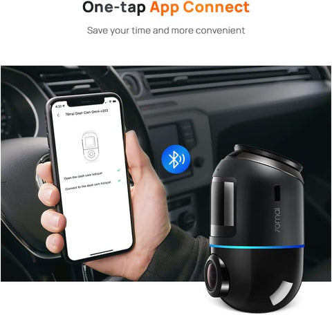 70mai Dash Cam Omni,360° Rotating, Superior Night Vision,Time-Lapse Recording,24H Parking Mode,AI Motion Detection,1080P Full HD, Built-in GPS, App Control (64GB eMMC Storage, Black)