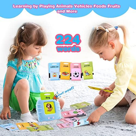 SHOWAY112 Cards Talking Flash Cards for Toddlers 2-5 Years, Toys for 1 2 3 4 5 Year Old-Speech Therapy Toys Learning Animals Shape Color, Learning Cards Machine Birthday Gift for Ages 1-5R