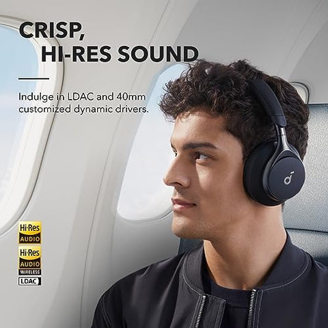 soundcore by Anker, Space One - Adaptive Active Noise Cancelling Headphones, Enhanced Human Voice Reduction, 40H ANC Playtime, LDAC Hi-Res Wireless Audio, Comfortable Fit, Bluetooth 5.3, App Control