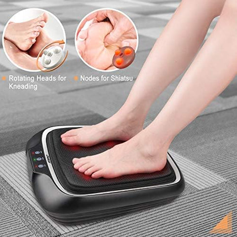 RENPHO Foot Massager with Heat, Shiatsu Heated Electric Foot Massager, Deep Kneading Feet & Back Massager for Muscle Pain Relief, Plantar Fasciitis, with Washable Mesh, Fit Size Feet up to 14