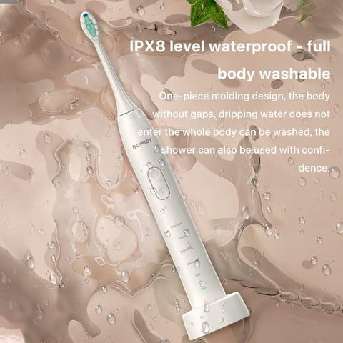 Bomidi TX5 Sonic Electric Toothbrush 38000 Vibration Rechargeable Toothbrush With Soft Bristle IPX8 Water Resistant Toothbrush DuPoint Brush Head - White