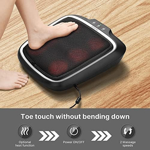 RENPHO Foot Massager with Heat, Shiatsu Heated Electric Foot Massager, Deep Kneading Feet & Back Massager for Muscle Pain Relief, Plantar Fasciitis, with Washable Mesh, Fit Size Feet up to 14