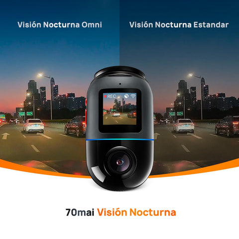 70mai Dash Cam Omni,360° Rotating, Superior Night Vision,Time-Lapse Recording,24H Parking Mode,AI Motion Detection,1080P Full HD, Built-in GPS, App Control (64GB eMMC Storage, Black)