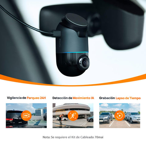 70mai Dash Cam Omni,360° Rotating, Superior Night Vision,Time-Lapse Recording,24H Parking Mode,AI Motion Detection,1080P Full HD, Built-in GPS, App Control (64GB eMMC Storage, Black)