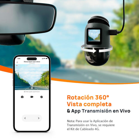70mai Dash Cam Omni,360° Rotating, Superior Night Vision,Time-Lapse Recording,24H Parking Mode,AI Motion Detection,1080P Full HD, Built-in GPS, App Control (64GB eMMC Storage, Black)