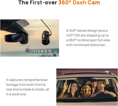 70mai Dash Cam Omni,360° Rotating, Superior Night Vision,Time-Lapse Recording,24H Parking Mode,AI Motion Detection,1080P Full HD, Built-in GPS, App Control (64GB eMMC Storage, Black)